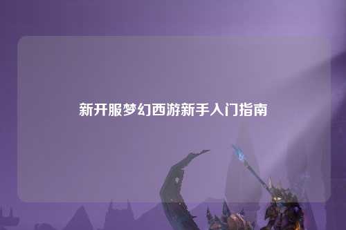 新开服梦幻西游新手入门指南